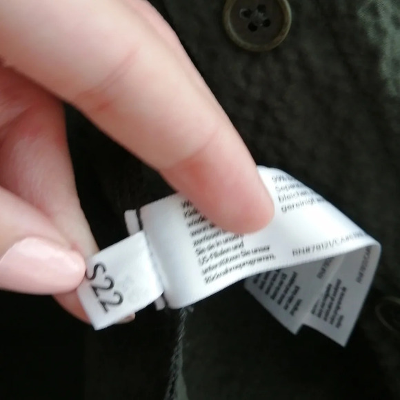 Eileen Fisher Organic Cotton Pucker Mandarin Collar Jacket Green Oversize XS - Picture 13 of 15